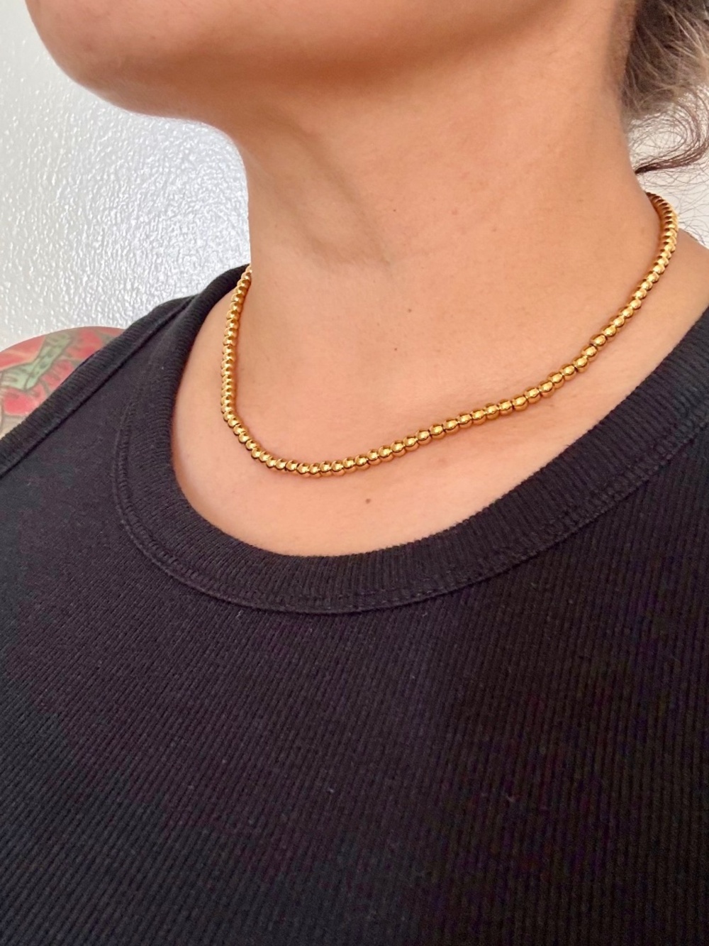 18K Gold PVD Stainless Steel Beaded Necklace
